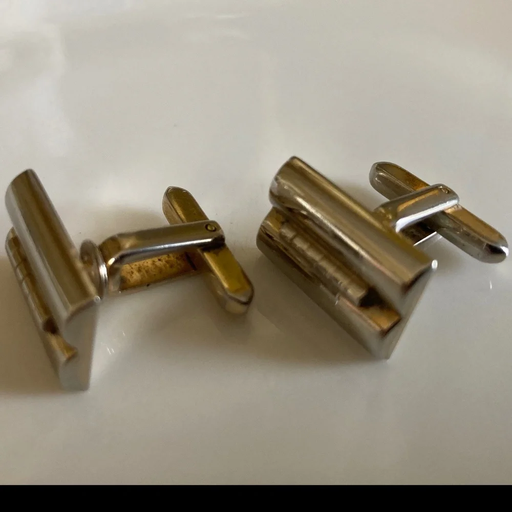 Vintage 1960s Hickok Stainless Steel Men’s Cufflinks – Signed HICKOK USA
